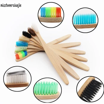 

8 color wood toothbrush mouth clean bamboo Charcoal toothbrush Oral Care bristle brush adult travel tooth brush tongue scraper