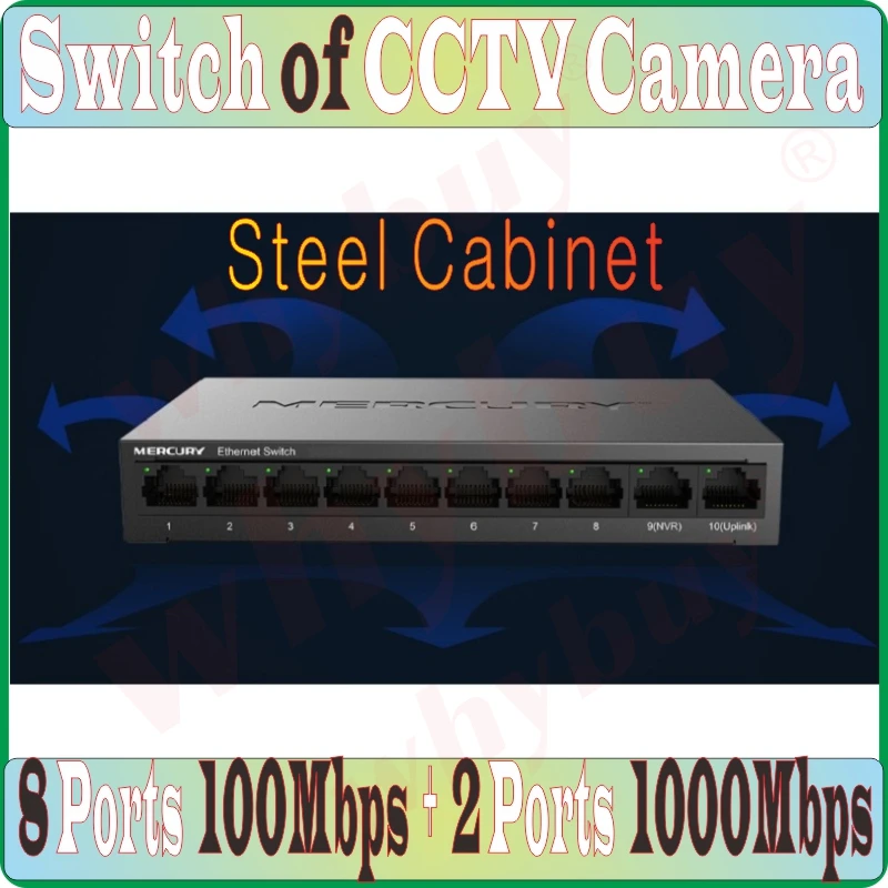 Steel cab/ 10 ports 1000Mbps data Switch Plug&ampPlay NVR Camera Network Mini Desktop Ethernet of CCTV | Компьютеры и офис