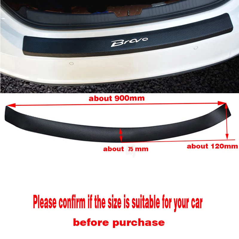 PU leather Carbon fiber Styling After guard Rear Bumper Trunk Guard Plate Car Accessories For Fiat Bravo (5)