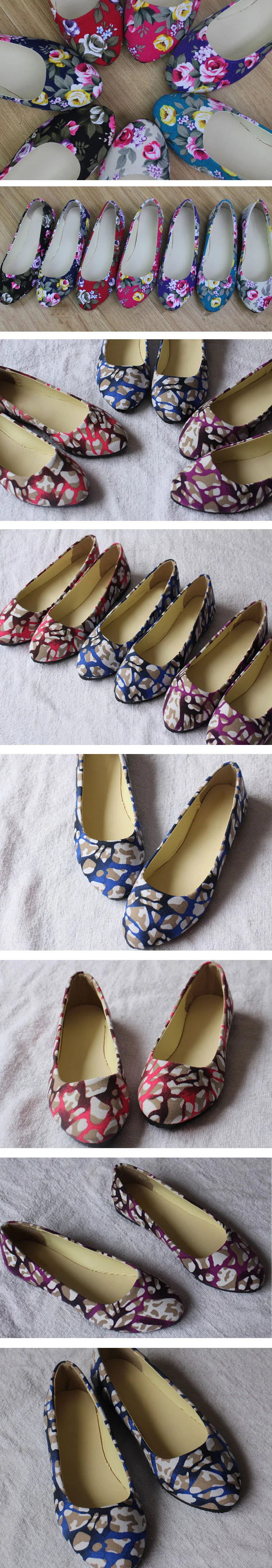 Flower Print Women Shoes Woman Ballerinas Large Size 42 Womens Loafers Ladies Shoes Ballet Women Flats Zapatos Mujer WSH2223