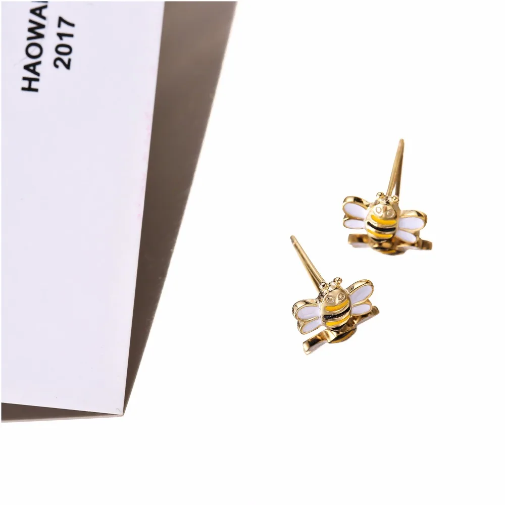 Cute Bee 925 Sterling Silver Stud Earrings For Women Gold Plated Animal Fine Earrings Fashion Sterling-silver-jewelry (4)