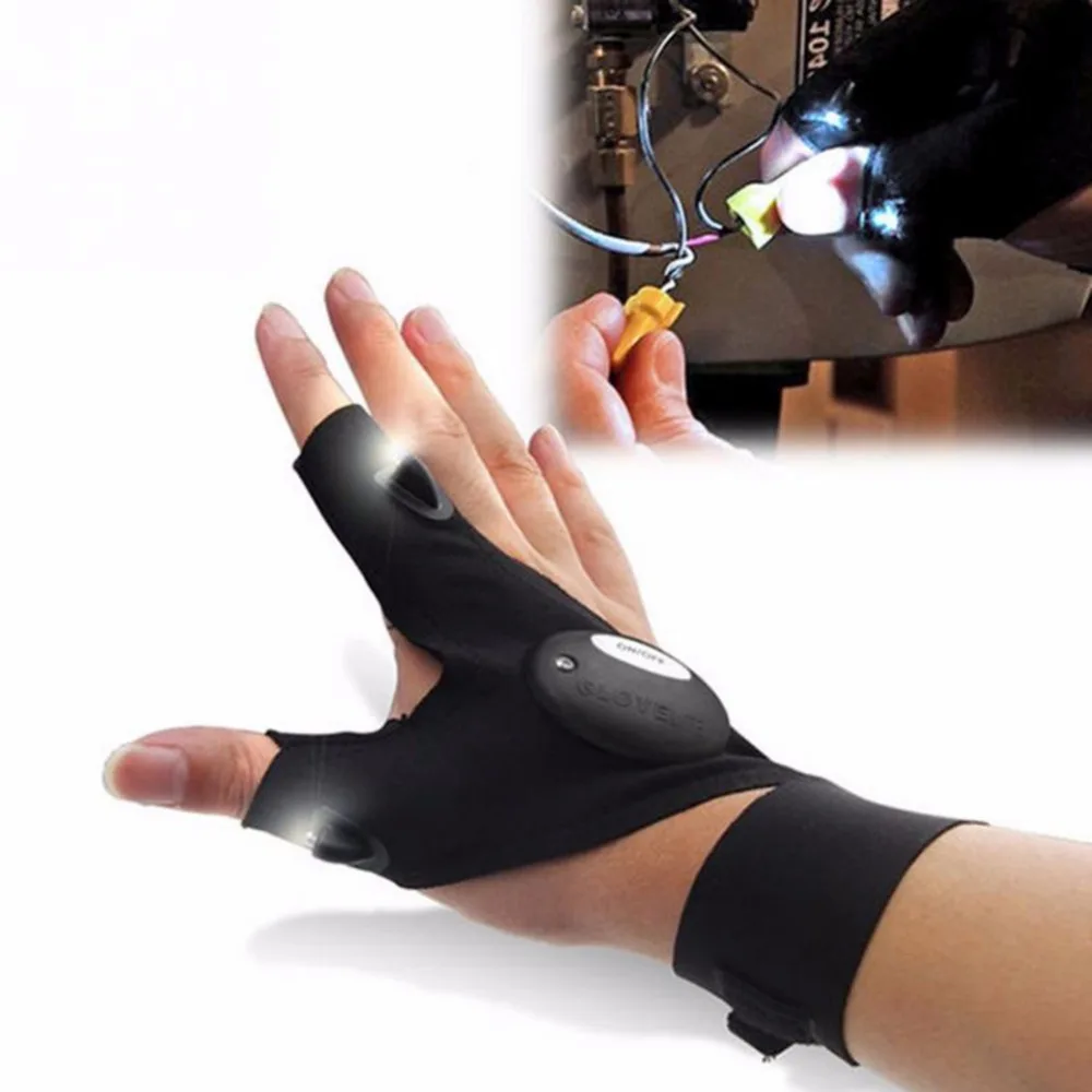

Fishing Glove Black Outdoor Fishing Magic Strap Fingerless Glove LED Flashlight Torch Cover Survival Camping Hiking Rescue Tool4