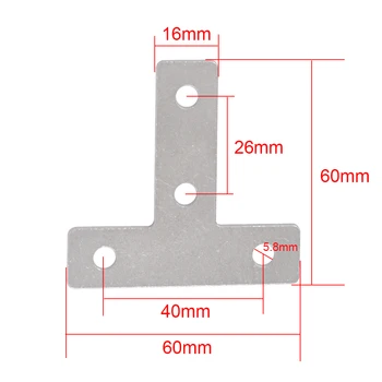 

10Pcs European Standard 60x60x16mm Carbon Steel T-Type Connection Plate for 2020 Aluminium Extrusion Profile