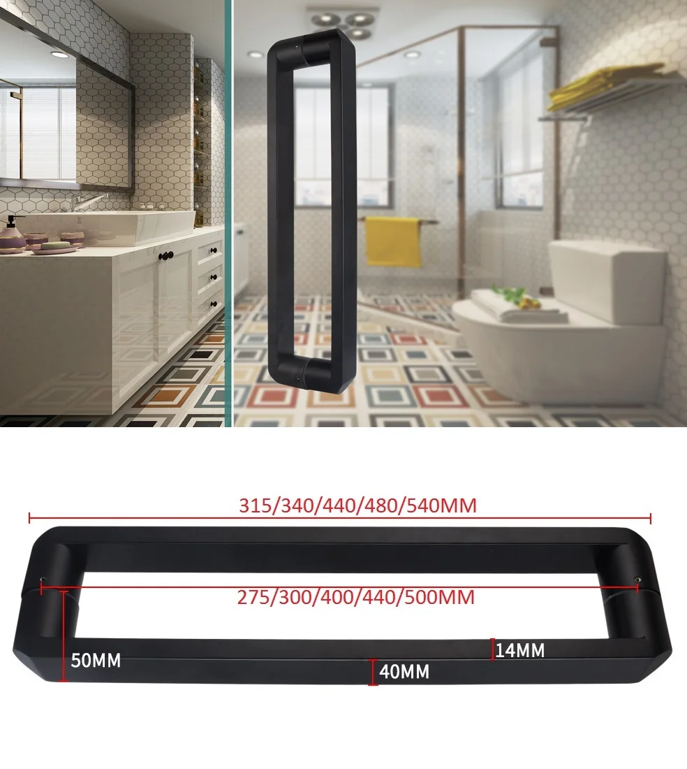 Premintehdw Matt Black Square Round Shower Box Glass Door Pull Handle