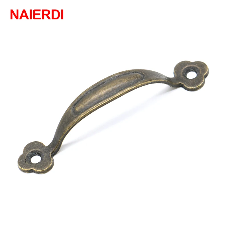 2 قطع naierdi العتيقة البرونزية المجوهرات مربع خزانة التأثيرات درج الباب المقابض مقابض دولاب مقابض الأجهزة خشبية خمر