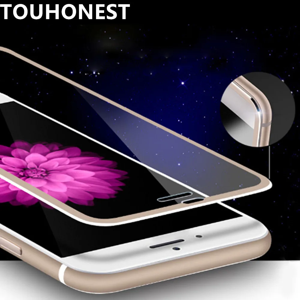 

TOUHONEST 3D Curved Titanium Edge Tempered Glass Full Coverage For iPhone 7 8 plus Screen Protector Film For iPhone X 5 5S 6S