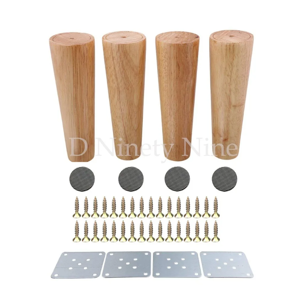 

Oak Wood Reliable 180x58x38mm Wood Furniture Leg Cone Shaped Wooden Feets for Cabinets Soft Table Set of 4