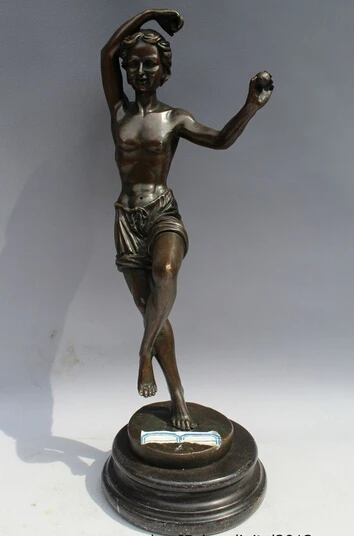 

wholesale factory 15"Western Art sculpture Bronze Marble Belle Women Girl exercise Golf Statue