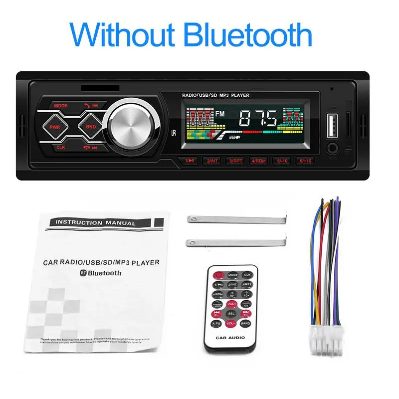 Автомагнитолы 1 DIN Bluetooth стерео аудио FM Aux вход приемник SD USB MP3 радио плеер Hands-free Звонки автомобильные аксессуары - Цвет: without Bluetooth