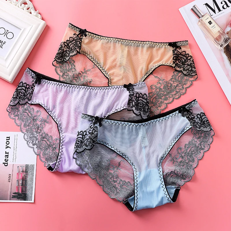 

Free Shipping 4 Pieces/set Hot Lace sexy underwear Women' panties Comfortable Breathable Mid-Rise Lingerie Pink Ladies Briefs