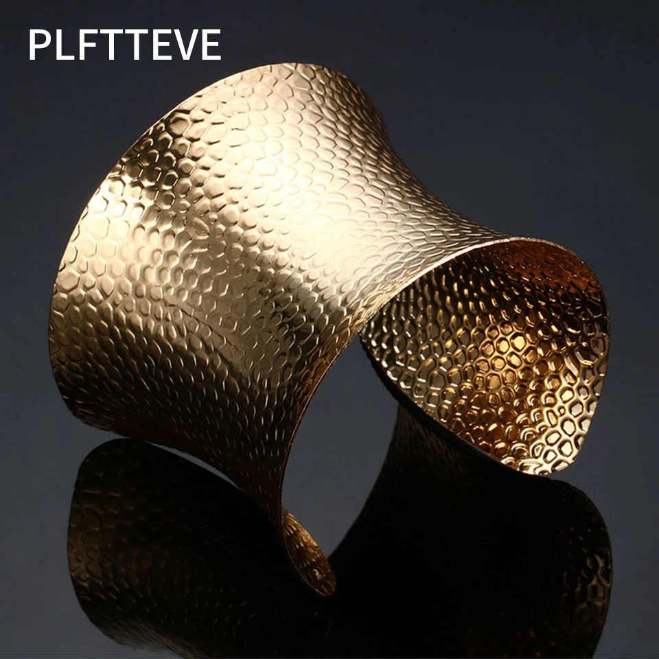 

Cute Fish Scale Wide Cuff Bracelets & Bangles For Women Men Gold Silver Color Alloy Male Female Bangle Bracelet Fashion Jewelry
