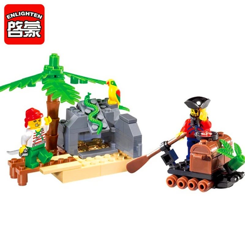 

ENLIGHTEN 314 Caribbean Pirate Treasure Ship Building Blocks Brick Set Compatible Technic Playmobil Toys For Children