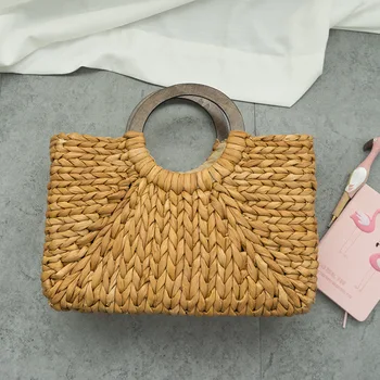 

Ins New Straw Bag Handmade Bag Simple Casual Wild Hand Bag Summer Satchels Beach Bag Big Travel Vacation Totes Handbag