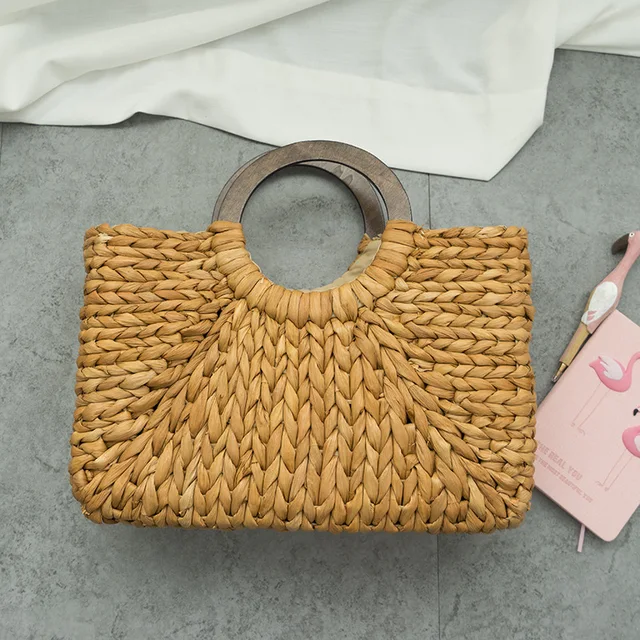Cheap Ins New Straw Bag Handmade Bag Simple Casual Wild Hand Bag Summer Satchels Beach Bag Big Travel Vacation Totes Handbag