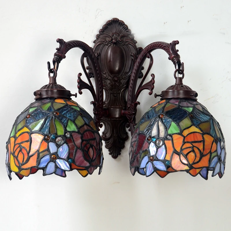 Витражное стекло один светодиодный бра настенный светильник Wandlamp цветок роза