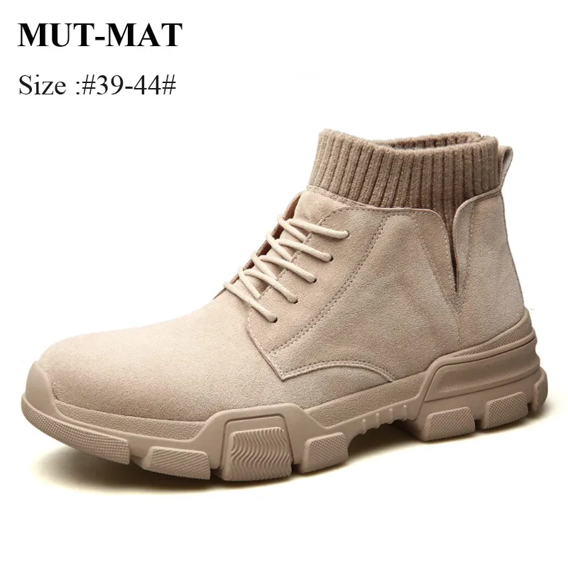 

Winter New Flannel Martin Boots Men Shoes Ankle-High Retro British Style Round Head Non-slip Wear-resistant Shoes Man