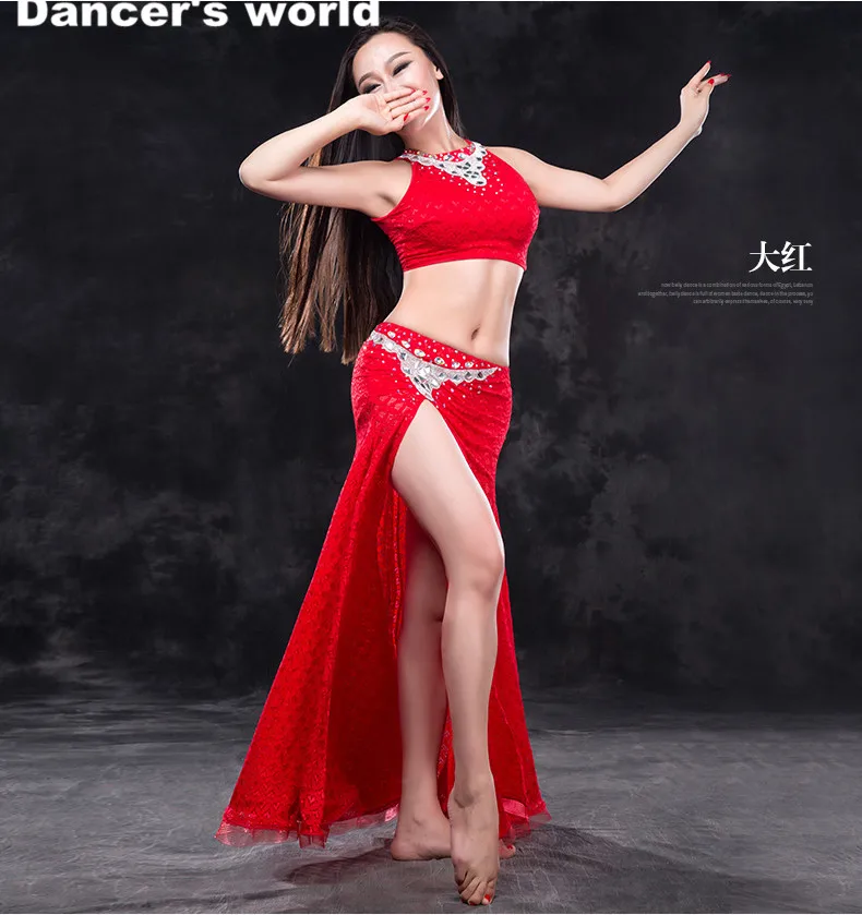

Bellydance Costume New Half Sleeve Top Women Bellydance Woman 2pcs Belly Dance Suits Top&skirt Performance Wear Skirt