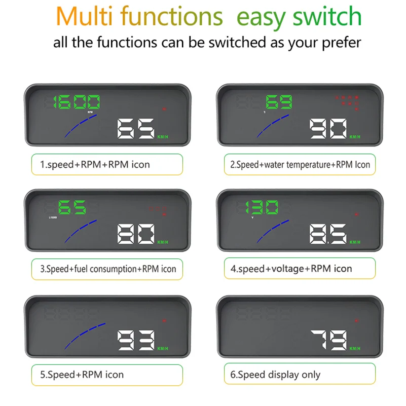 P9 3.6"HD Car OBDII OBD2 HUD Head Up Display Fuel Consumption OverSpeed Warning System
