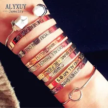 Fashion accessories jewelry brave letter wish design cuff bangle lovers’ gift B3401