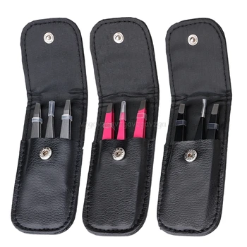 

3pcs hand Tweezer Set Stainless Steel Slant Tip/Point Tip/Flat Tip Eyes Eyebrow Tweezers For Face Hair Removal Make Up Tools