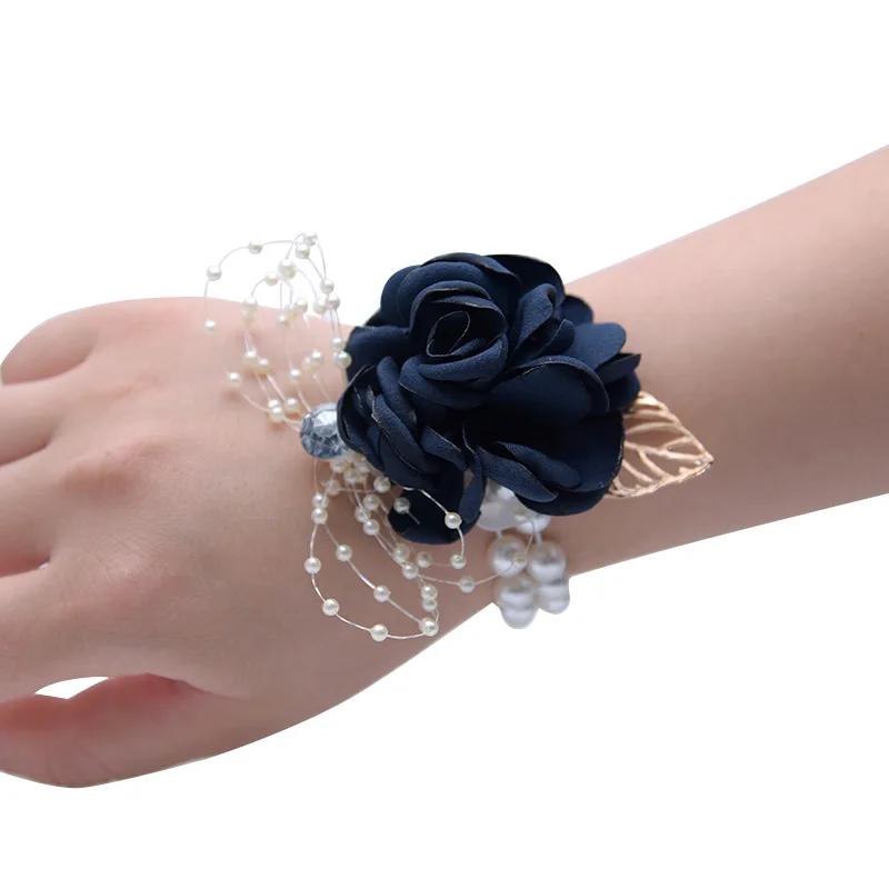 Corsage Bracelet Hand Wrist Flower Purple Wrist Corsage Pearls Bridemaids Accessoirs Corsage Wrist Band Wedding Flower Bracelet
