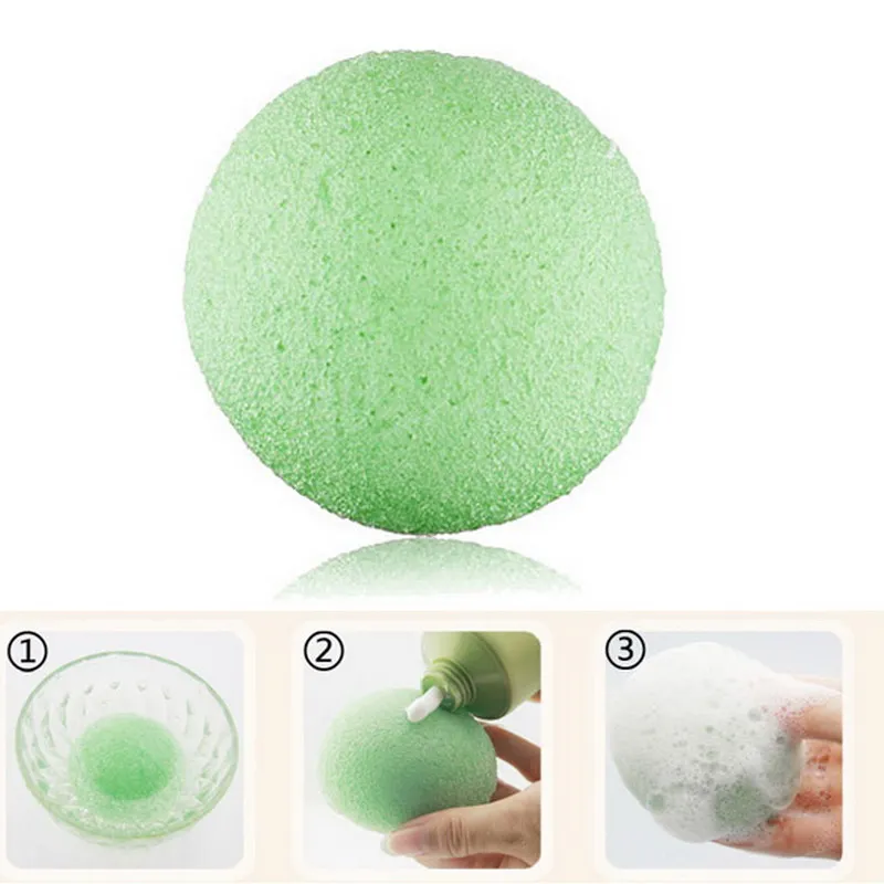 1PC Natural Konjac Konnyaku Facial Puff Face Wash Cleansing Sponge Green  GUB#