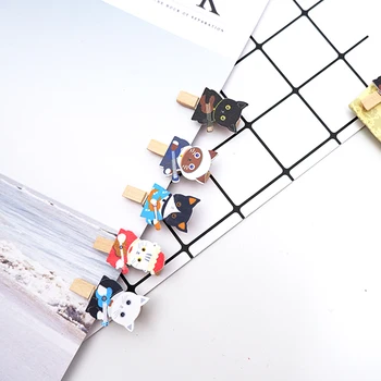

10 pcs/lot Kawaii Cute Animal guitar Wood Clips Photo Craft Clips Party decoration Clip with Hemp Rope Party Supplies
