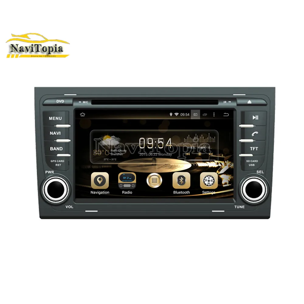 Best NAVITOPIA 4G RAM 64G ROM PX6 Six Core Android 9.0 Car DVD Player GPS Navigation for Audi A4 2002-2008 for SEAT EXEO 2010- 6