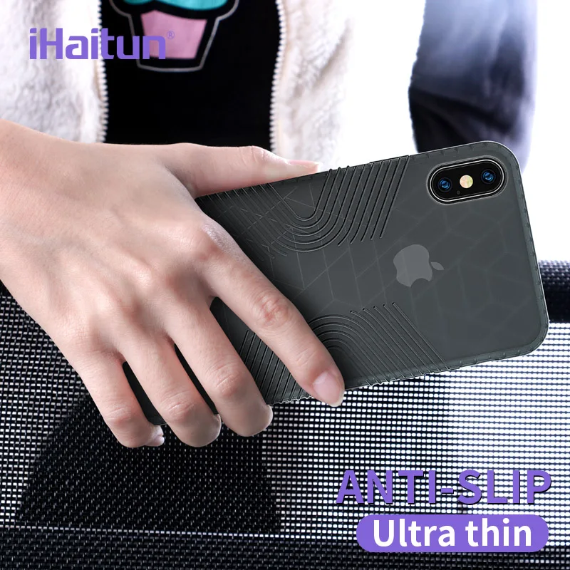 

iHaitun Luxury Non-Slip Case For iPhone XR MAX XS X Cases Thin Drop Transparent Back For iPhone XR XS MAX XS Silicone Slim Cover