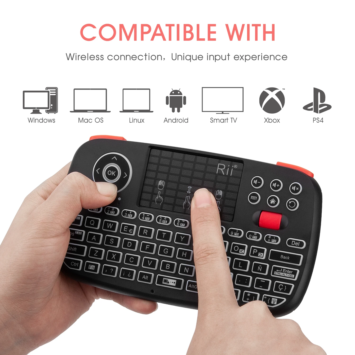 duplo modos handheld fingerboard backlit mouse touchpad