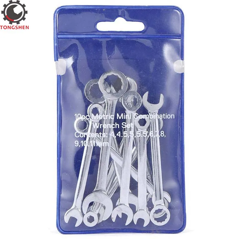 10pcs 4-11mm Mini Combination Wrench Open End Wrench Flat Ring Spanner Combination Spanner Set Professional Ratchet Wrench Set paron professional wire crimpers engineering ratchet terminal crimping pliers