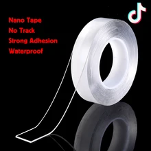 Двухсторонняя клейкая нано лента бесследная моющаяся растягивающаяся Съемная многофункциональная лента многоразовая наклейка на воздуховод