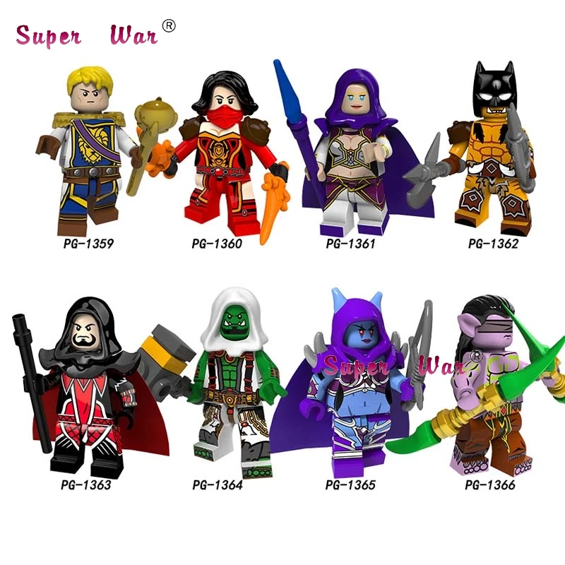 

50pcs Game movie Series Anduin Wrynn Vancleef Jaina Rexxar Medivh Thrall Sylvanas Illidan Figure building block for children toy