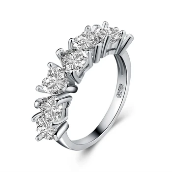 

Plata jewelry Anti-allergy Smooth Simple Wedding Couples Rings with AAA love heart CZ Bijouterie for Man or Woman