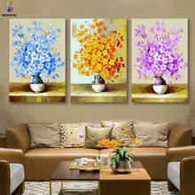 DIY цветные картинки по номерам с цветами картина с цветами Рисование Живопись по номерам рамка домашний декор три части