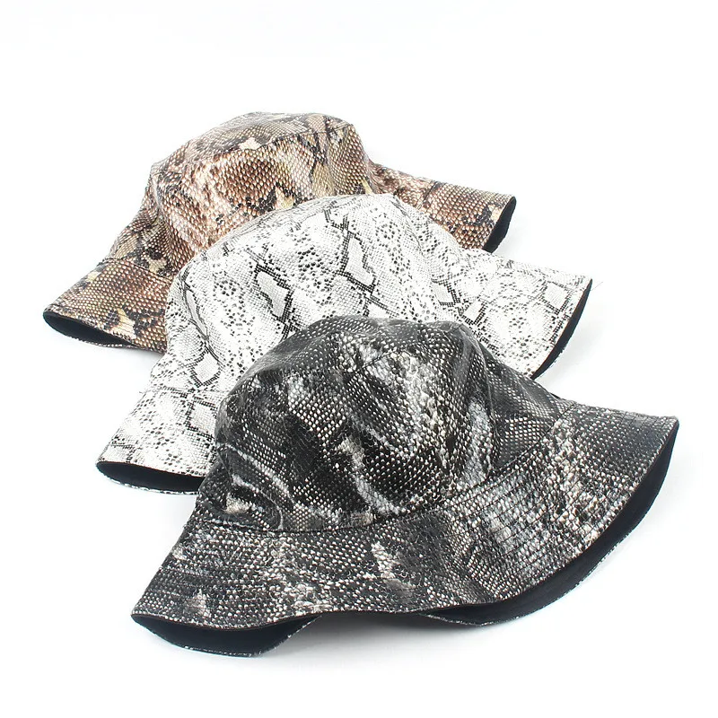 2019 Men's and women's snakeskin beach hats double-sided wear personality large bowl sunshade beach hat beach hat cotton 40J5 (11)