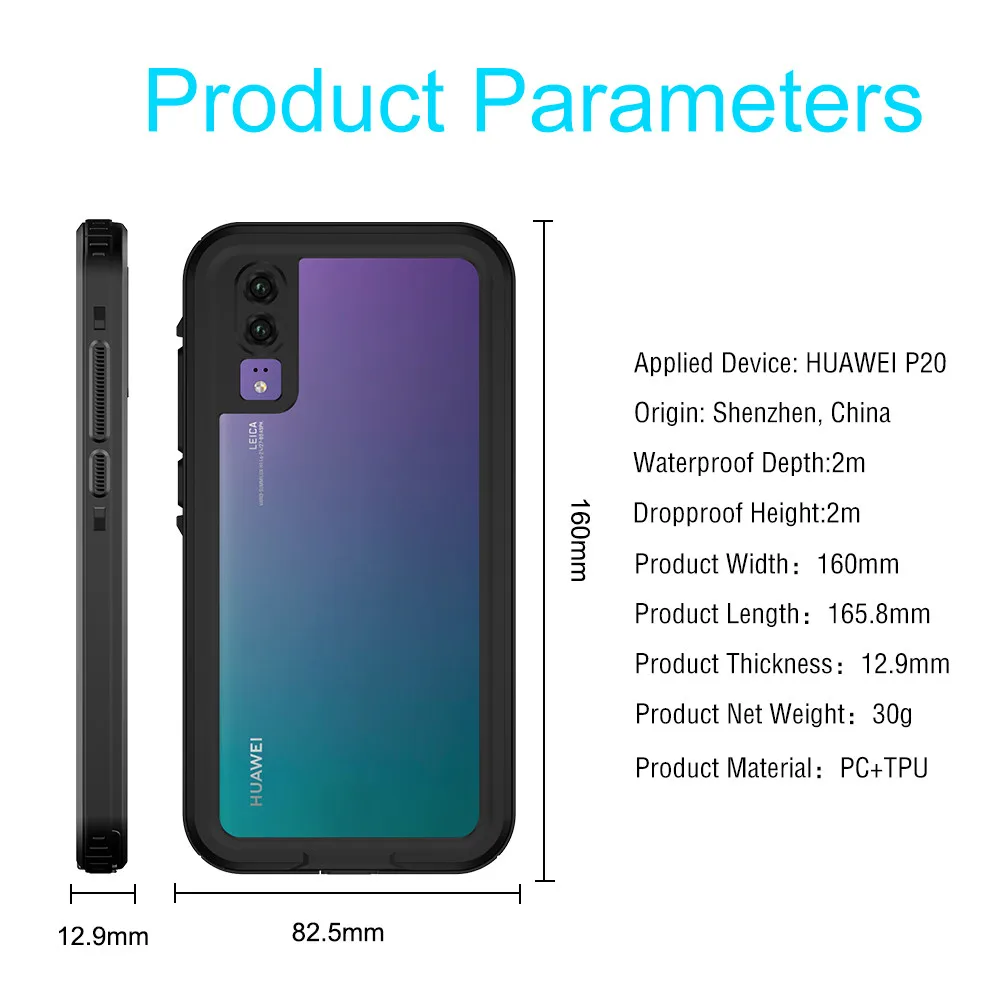 Для Huawei P20 армированный чехол 360 полная защита 3M Водонепроницаемый Прочный для PRO