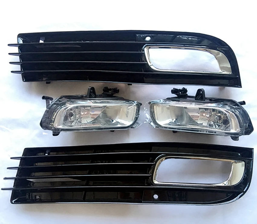 

x4 Set Halogen Fog Lights Front Bumper Grille Cover 4E0941699B 4E0941700B For Audi A8 QUATTRO A8 D3 2008 2009 2010