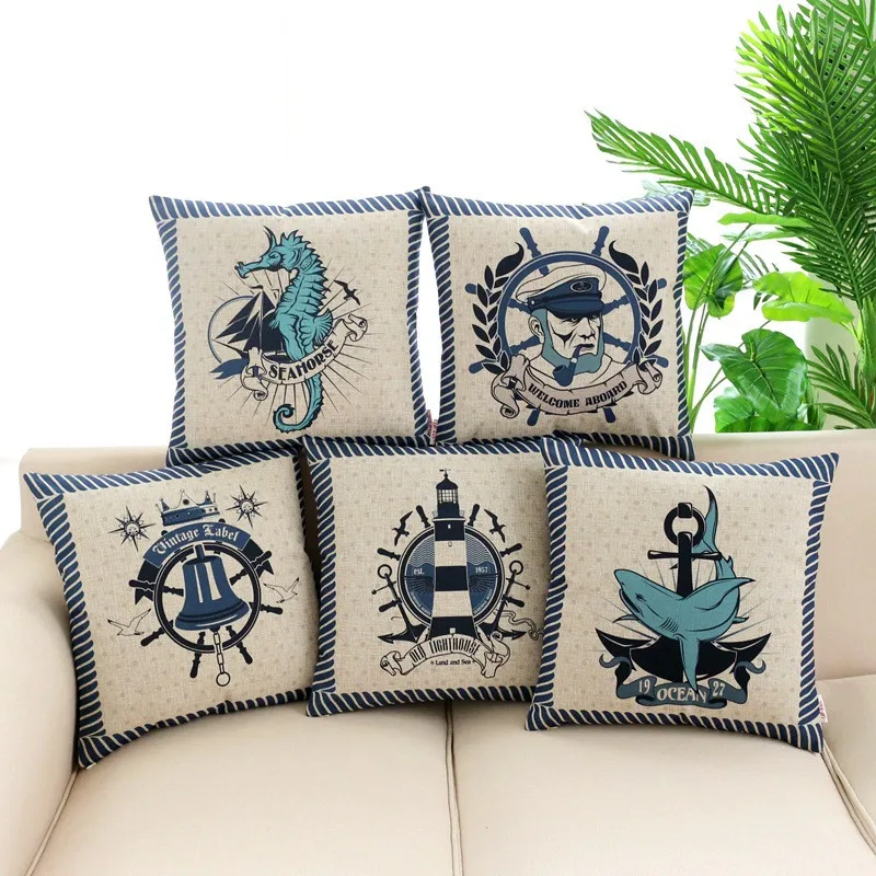 Cartoon Style set of Nautical Cushions