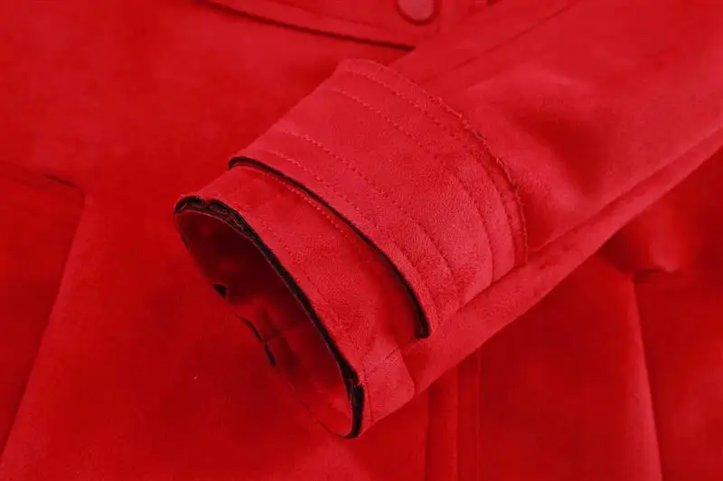 Новое поступление, Брендовые женские осенние зимние замшевые Длинные Куртки из искусственной кожи, женские модные матовые повседневные красные пальто, верхняя одежда, горячая распродажа