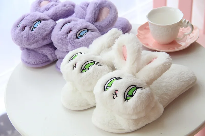 HUANQIU Autumn And Winter Plush Slippers Cartoon Home Cotton Slippers Elk Off-the-slip Slippers wyq96