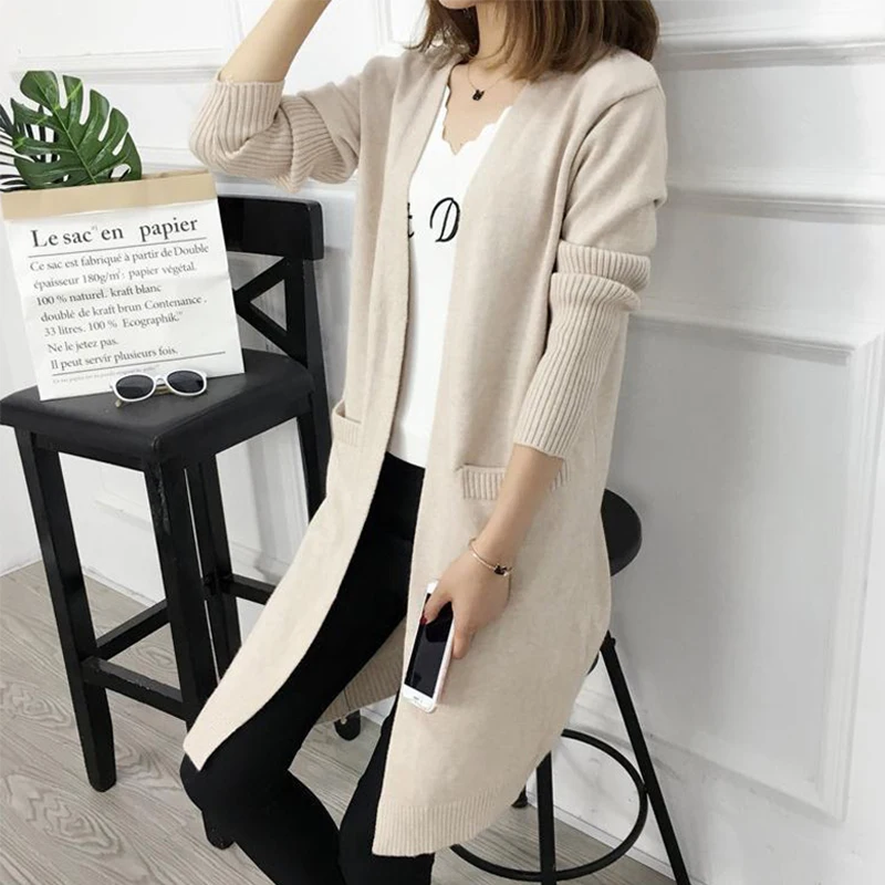 Women Autumn Open Stitch Cardigan 7 Colors Available Knitted High Quality Ladies Outwear Sweater Long Cardigans