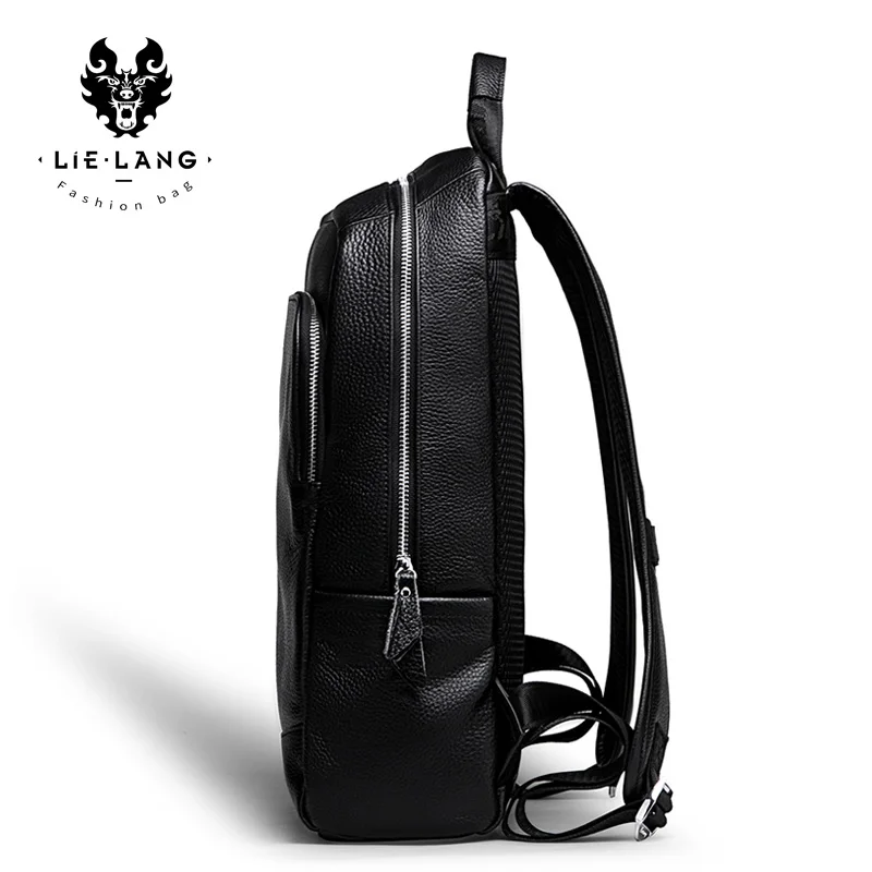 LIELANG Men's Backpack Simple High Quality Leather Backpack Male Leather Fashion Trend Youth Leisure Travel Computer Bag