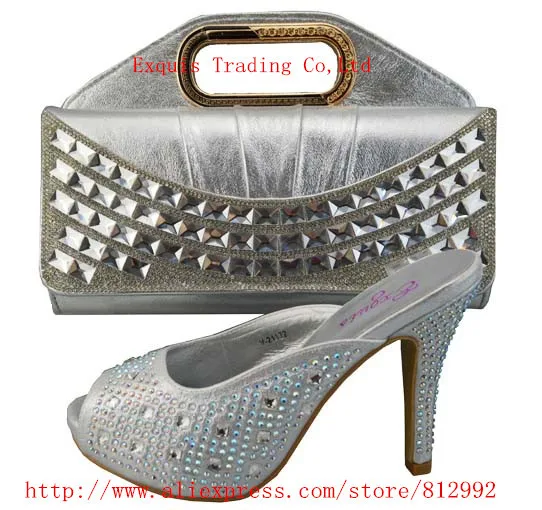

FREE SHIPPING BY DHL.!!! 2014 New arrival  african shoes and matching bags 1308-403 Size 38.39.40.41.42 silver color