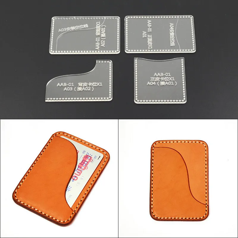 

DONYAMY 4PCS/SET Acrylic Clear Template Handcrafting Set For Leather Card package Pattern DIY Craft AAB-1