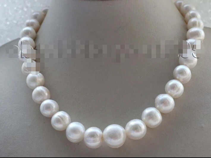

fast 17.5" Genuine Natural 11-15mm White round Pearl Necklace #f1815! (A0513)