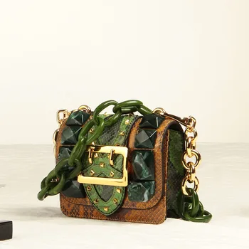

Special Offer Women Serpentine Handbags Lady Genuine Leather Rivets Flap Woman Handbag Messenger Bags Casual Tote Party Bag