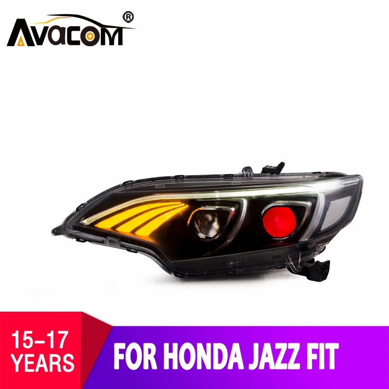 Car light for Honda JAZZ LED Headlight 2014 2015 for Honda FIT Headlamp with Daytime Running Light Bi-Xenon Fit Lamp Car Styling (2)
