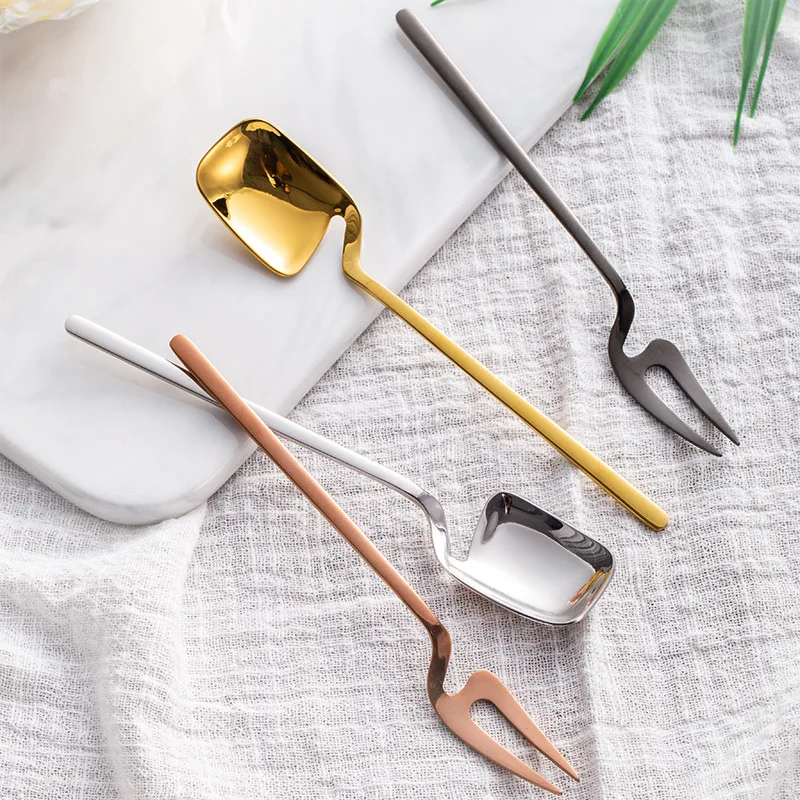 

304 Stainless Steel Coffee Spoon Fruit Fork Ice Cream Spoon Personality Creative Mixing Spoon Hanging Spoons