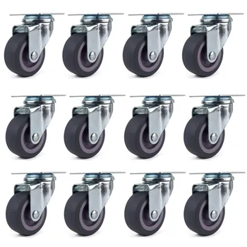 

Furniture Caster 12pcs 50mm Heavy Duty Black Swivel Castor Wheels Trolley Rubber without Brake Trolley Furniture Caster